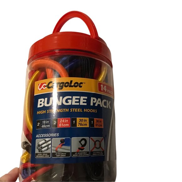 New Bungee Cords, Pack of 14 in Container, CARGOLOC, Color Coded Set - Picture 2 of 5